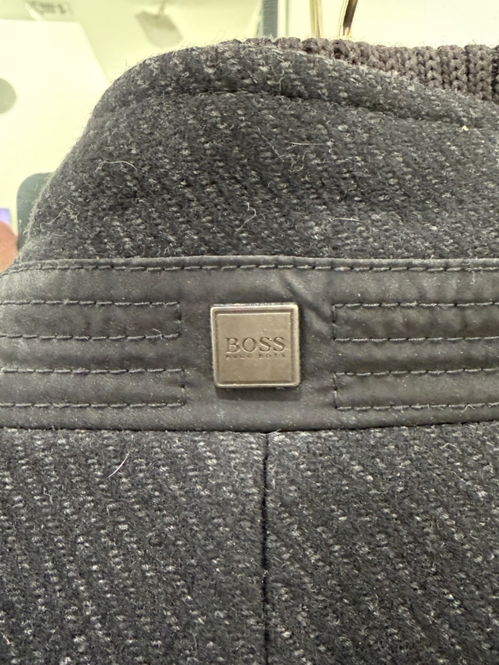 Hugo Boss Black Men's Wool Pea Coat with Stand Collar - Picture 6 of 8